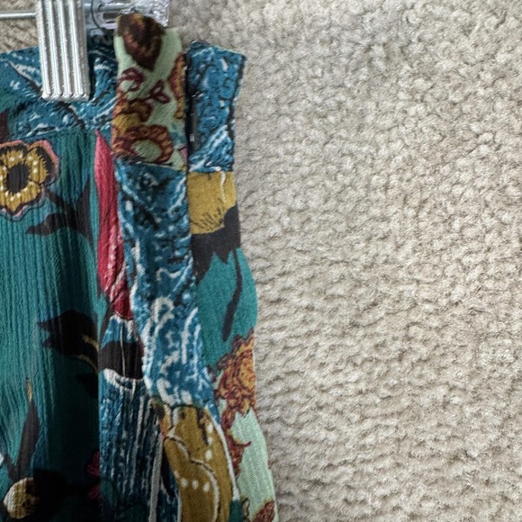 Vtg J. Peterman Skirt Womens 14 Green Floral Boho Paisley Pleated Midi Peasant - Picture 3 of 8